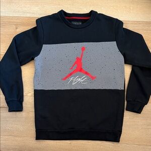 Jordan Black and Gray Crewneck with Red Jumpman